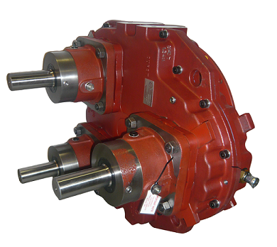 Custom hydraulic pump drive gearbox configured by OEM Dynamics